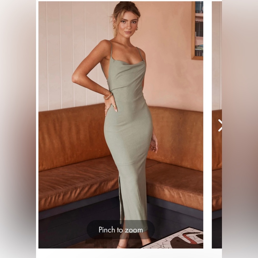 SELFIE LESLIE Sage Green Dress (never worn)